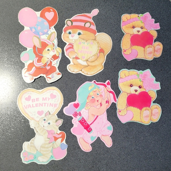 Valentines Cutouts Vintage Eureka with Felt Embellishments Set of 6 - Picture 13 of 13